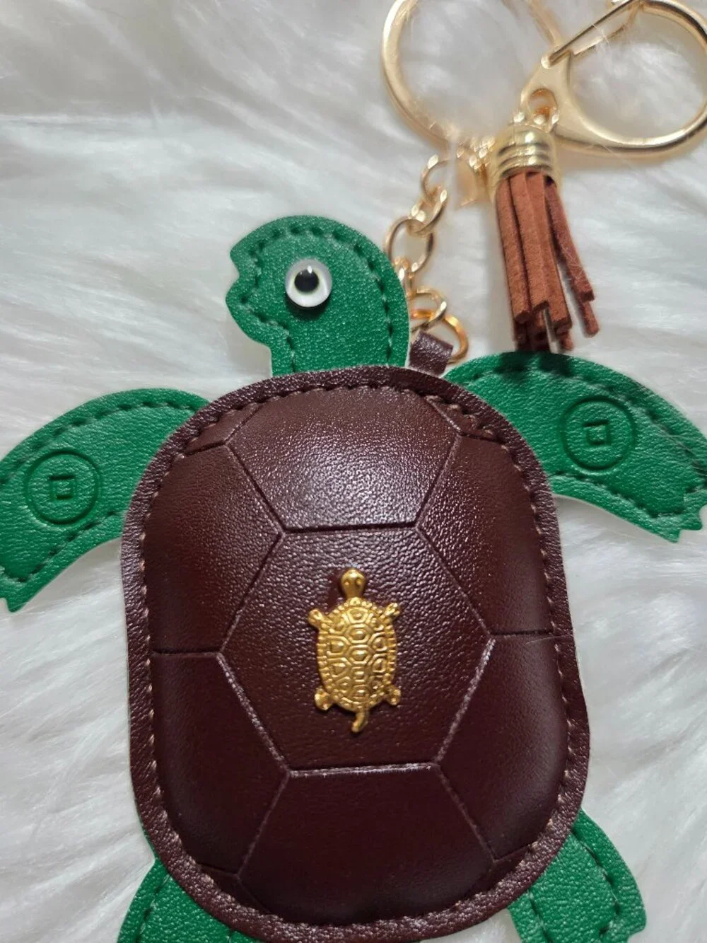Faux Leather Turtle Keychain